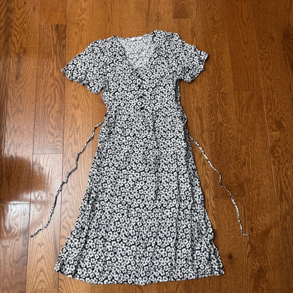 & Other Stories button floral midi dress